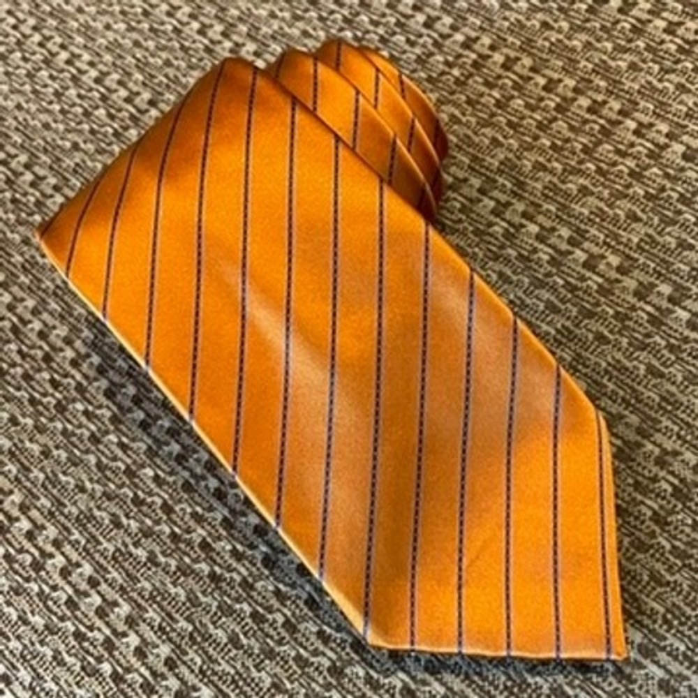 Stefano Ricci Luxury Collection Power Necktie Orange Striped Good Silk Italy